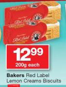 Bakers Red Label Lemon Creams Biscuits-200g Each