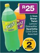 Iron Brew/Twist Lemon/Granadilla/Sparletta Cold Drink Assorted-2 x 2Ltr