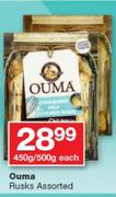 Ouma Rusks Assorted-450g/500g Each