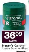 Ingram's Camphor Cream Assorted-500ml Each