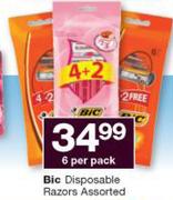 Bic Disposable Razors Assorted-6 Per Pack