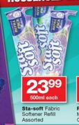 Sta Soft Fabric Softener Refill Assorted-500ml Each