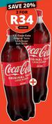 Coca-Cola Original Taste Less Sugar Soft Drink-For 2 x 1.5Ltr
