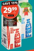 First Choice Ultra Pasteurised Full Cream/Low Fat Milk-2Ltr Each