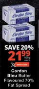 Cordon Bleu Butter Flavoured 70% Fat Spread-500g Each