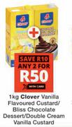Clover Vanilla Flavoured Custard/Bliss Chocolate Dessert/Double Cream Vanilla Custard-For 2 x 1Kg