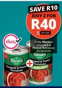Rhodes Chopped & Peeled Tomatoes-For 2 x 410g
