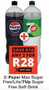 Pepsi Max Sugar Free/Lite/7up Sugar Free Soft Drink-For 2 x 2L
