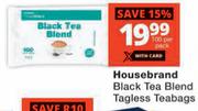 Housebrand Black Tea Blend Tagless Teabags-100 Per Pack