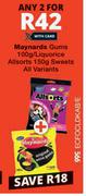 Maynards Gums 100g/Liquorice Allsorts Sweets 150g-For 2