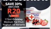 Crickley Medium Fat Fruit Yoghurt-For 2 x 175ml