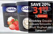 Crickley Double Cream/Smooth/Fruit Yoghurt-1Kg Each