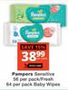 Pampers Sensitive 56 Per Pack/Fresh 64 Per Pack Baby Wipes-Per Pack