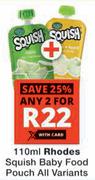 Rhodes Squish Baby Food Pouch-For 2 x 110ml