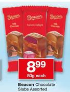 Beacon Chocolate Slabs Assorted-80g Each