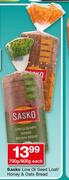 Sasko Low GL Seed Loaf/Honey & Oats Bread-700g/800g Each