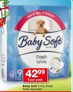 Baby Soft 2 Ply Toilet Rolls Assorted-9 Per Pack