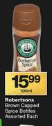 Robertsons Brown Capped Spice Bottles-100ml Each