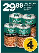 Rhodes Baked Beans In Tomato Sauce-4 x 410g
