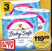Baby Soft 2 Ply Toilet Rolls Assorted-3 x 9 Per Pack