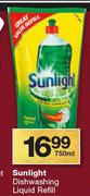 Sunlight Dishwashing Liquid Refill-750ml