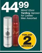 Yardley Aerosol For Ladies/Men Assorted-2 x 90ml/125ml