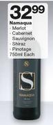 Namaqua Merlot, Cabernet Sauvignon, Shiraz, Pinotage 750ml-Each