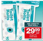 Housebrand Single Ply Toilet Rolls 10-Per Pack