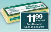 Housebrand Anti Bacterial Sponge Scourers 4's-Per Pack