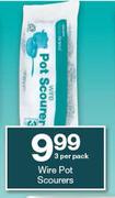 Housebrand Wire Pot Scourers 3's-Per Pack