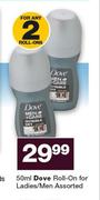Dove Roll On For Ladies/Men Assorted-2 x 50ml