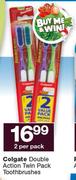 Colgate Double Action Twin Pack Toothbrushes-2 Per Pack