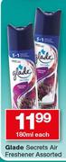 Glade Secrets Air Freshner Assorted-180ml Each