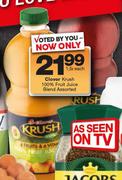 Clover Krush 100% Fruit Juice Blend-1.5Ltr Each