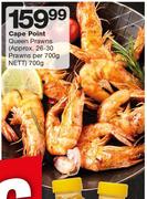 Cape Point Queen Prawns Approx 26-30 Prawns-Per 700g
