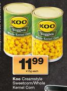 Koo Creamstyle Sweetcorn/ Whole Kernel Corn-415g Each