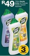 Handy Andy All Purpose Cream Cleaner Assorted-3 x 750ml