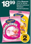 Beacon Pink & White Marshmallows/Twisters Marshmallows-2 x 150g