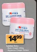 Lovies Baby Bum Cream-250g/Aqueous Cream-350ml Each