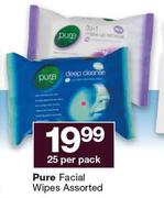 Pure Facial Wipes Assorted-25 Per Pack