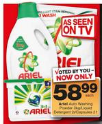 Ariel Auto Washing Powder 3kg/ Liquid Detergent 2Ltr/ Capsules21-Each