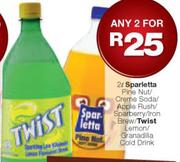 Sparletta 2Ltr pine Nut/Creme Soda/Apple Rush/Sparberry/Iron Brew/Twist Lemon Cold Drink-For Any 2