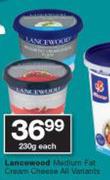 Lancewood Medium Fat Cream Cheese All Variants-230g Each
