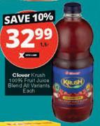 Clover Krush 100% Fruit Juice Blend All Variants-1.5L Each