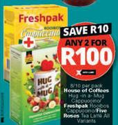 House Of Coffees Hug In A Mug Cappuccino 8/10 Per Pack/Freshpak Rooibos Cappuccino-For 2