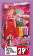 Fashion Life Dolls With 3 Outfits 29Cm