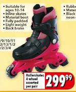 Rollerskates 4-Wheel Assorted-Per Pair