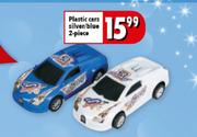 Plastic Cars Silver/Blue-2-Piece