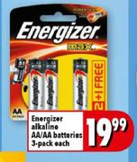 Energizer Alkaline AA/AA Batteries 3-Pack Each