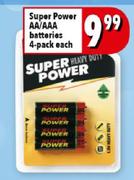 Super Power AA/AAA Batteries 4-Pack Each